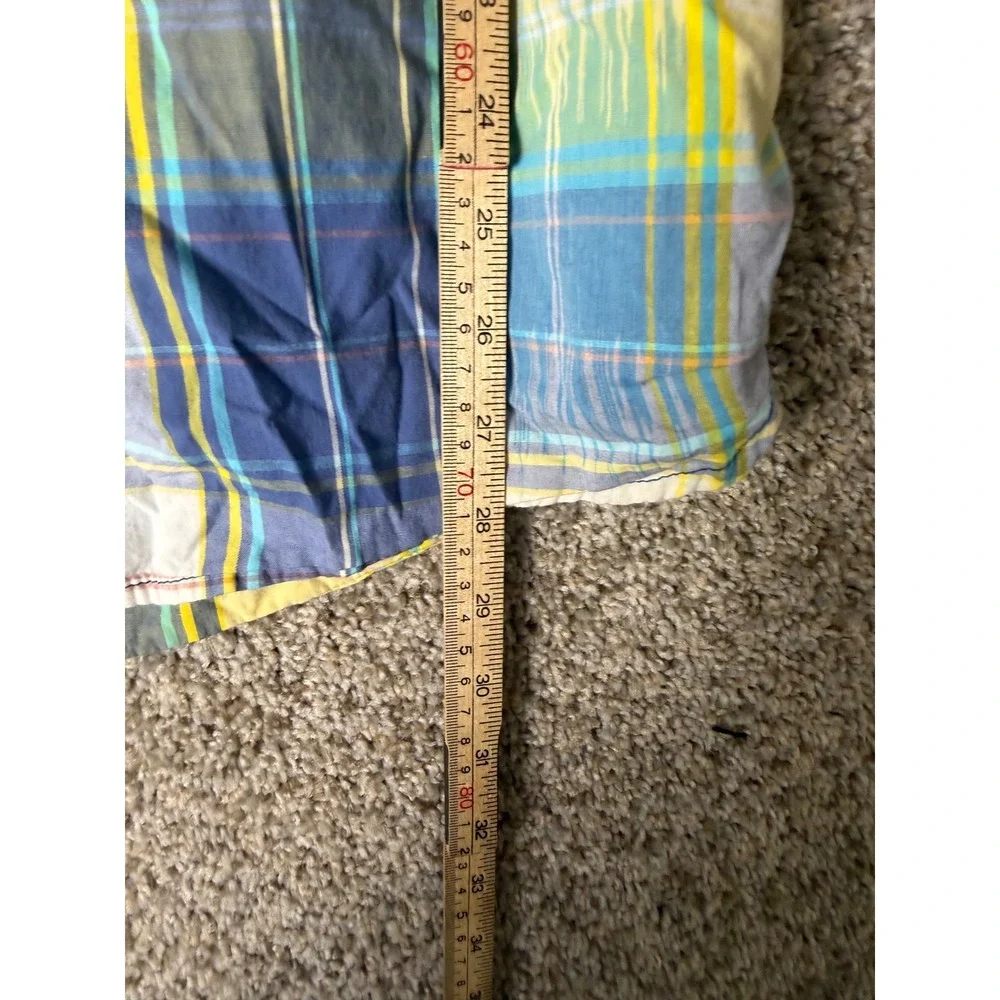 Levis Mens XXL Short Sleeve Western Pearl Snap Plaid Shirt Blue Yellow